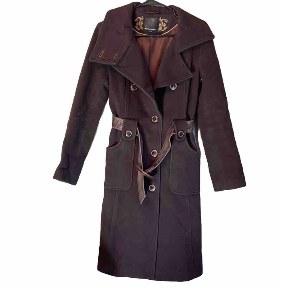 Mackage Women's brown wool Belted Coat  Medium